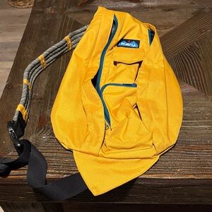 Kavu Yellow Crossbody Bag with Blue Accents